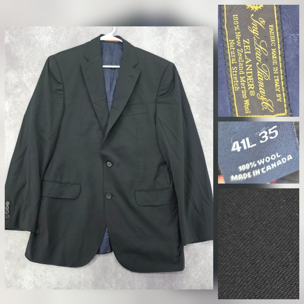 Cremieux Loro Piana Zelander Wool Blazer‎ Sport Coat Mens 41L 35 Black 2 Button